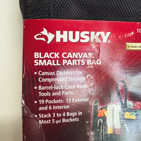 Husky Black Canvas Small Parts Organizer Pouch And Free 2 Pocket Nail Apron - Picture 4 of 8